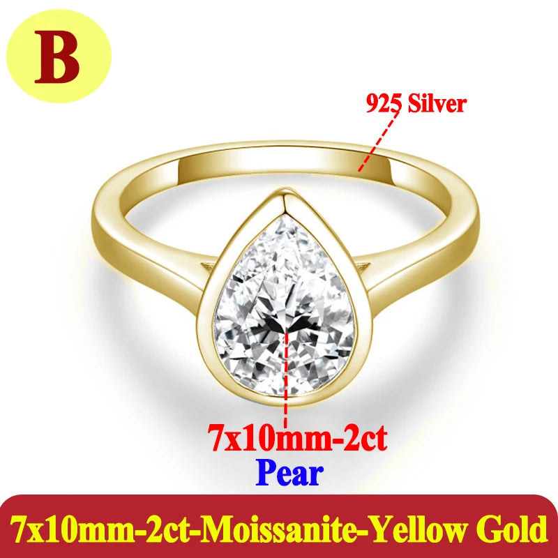 2CT Moissanite Wedding Ring | Round Pear Oval Heart Cushion Emerald Asscher Cut | 925 Sterling Silver | Women's Fine Jewelry