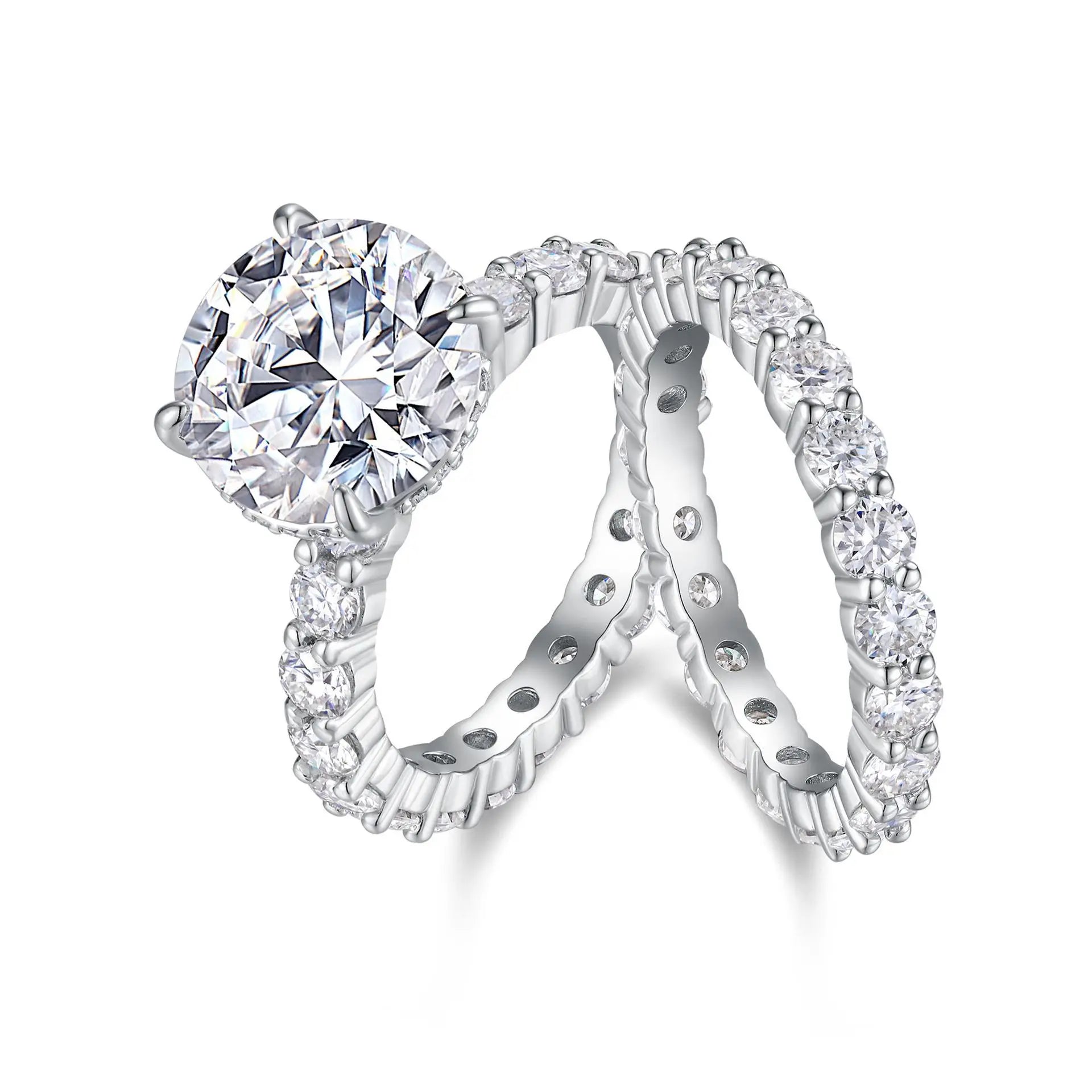Moissanite ring with a white background