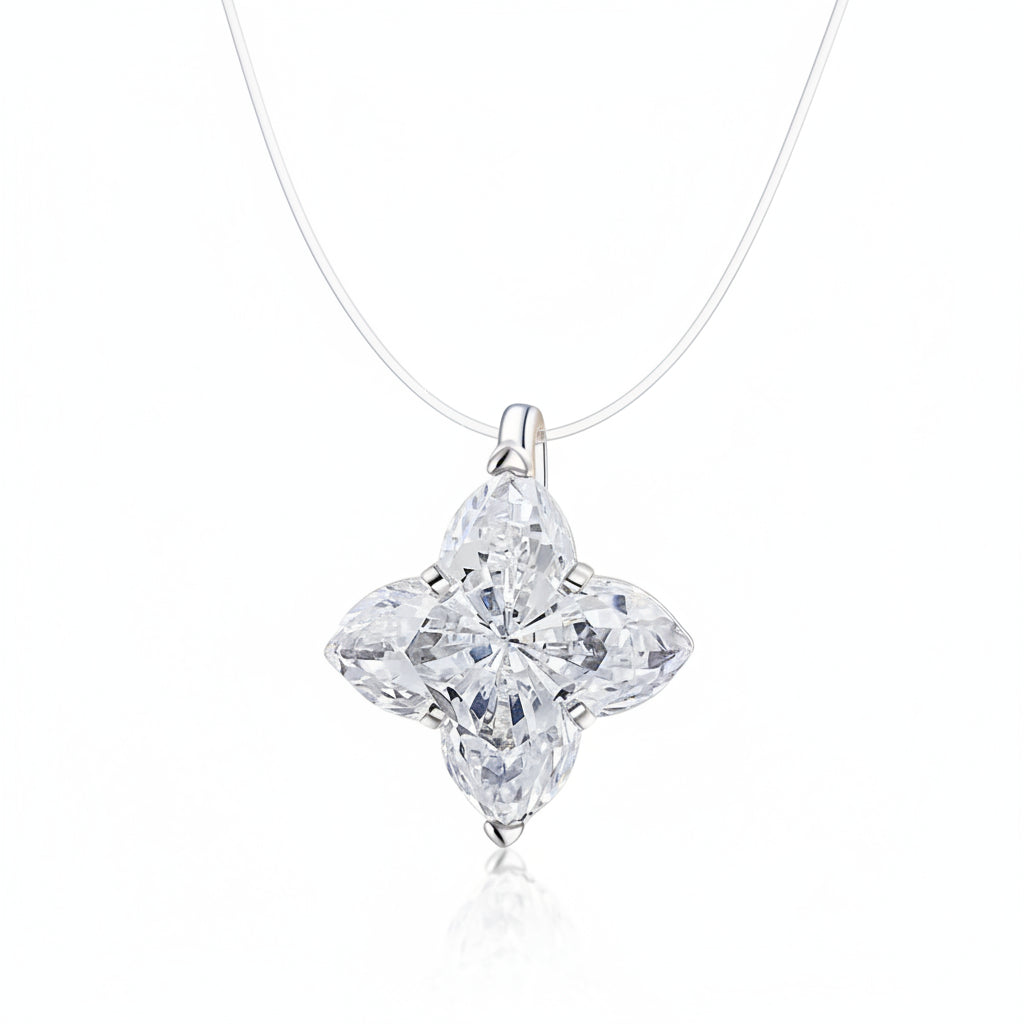 Moissanite diamond pendant on a white background