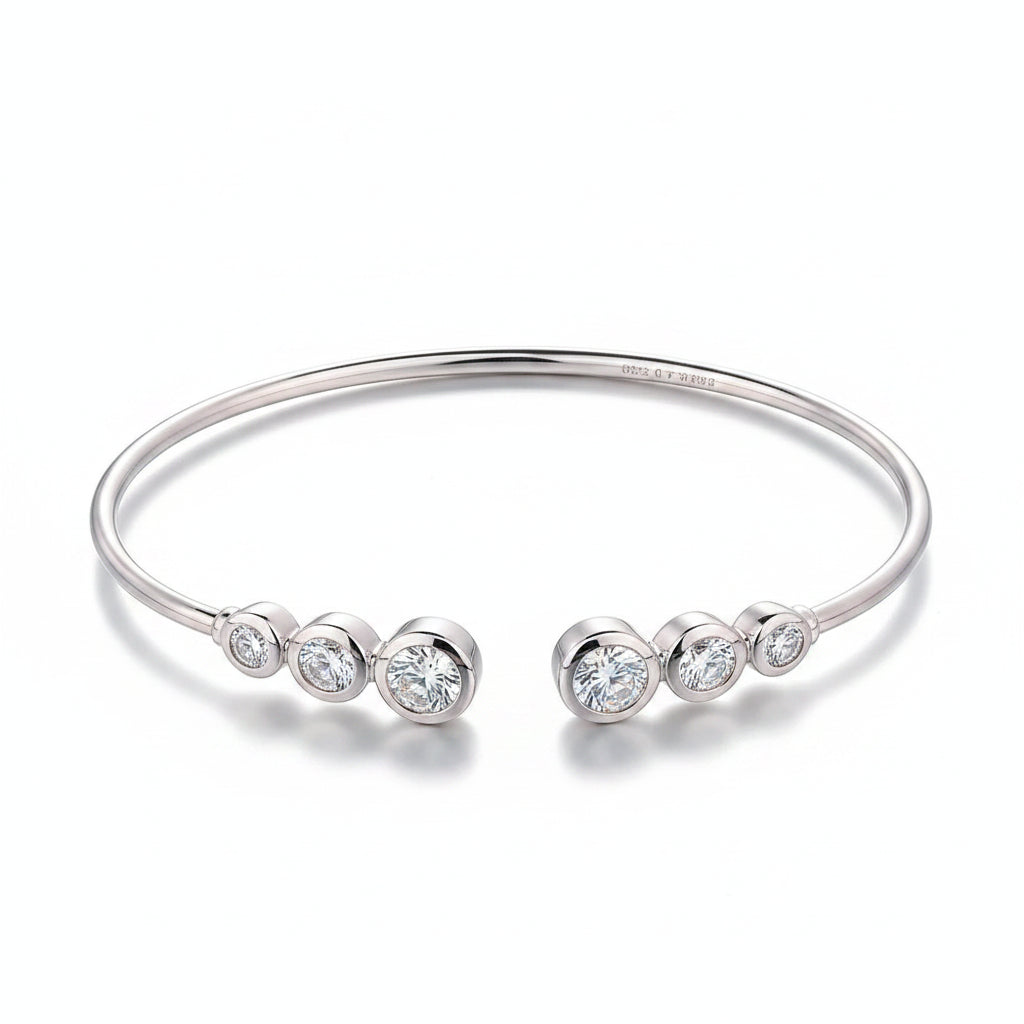 Silver bracelet with stones on a white  background