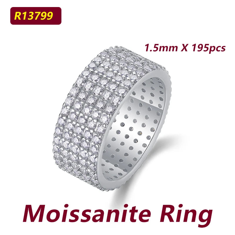 Moissanite ring with detailed design on a white background