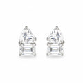 Pair of diamond stud earrings on a white background