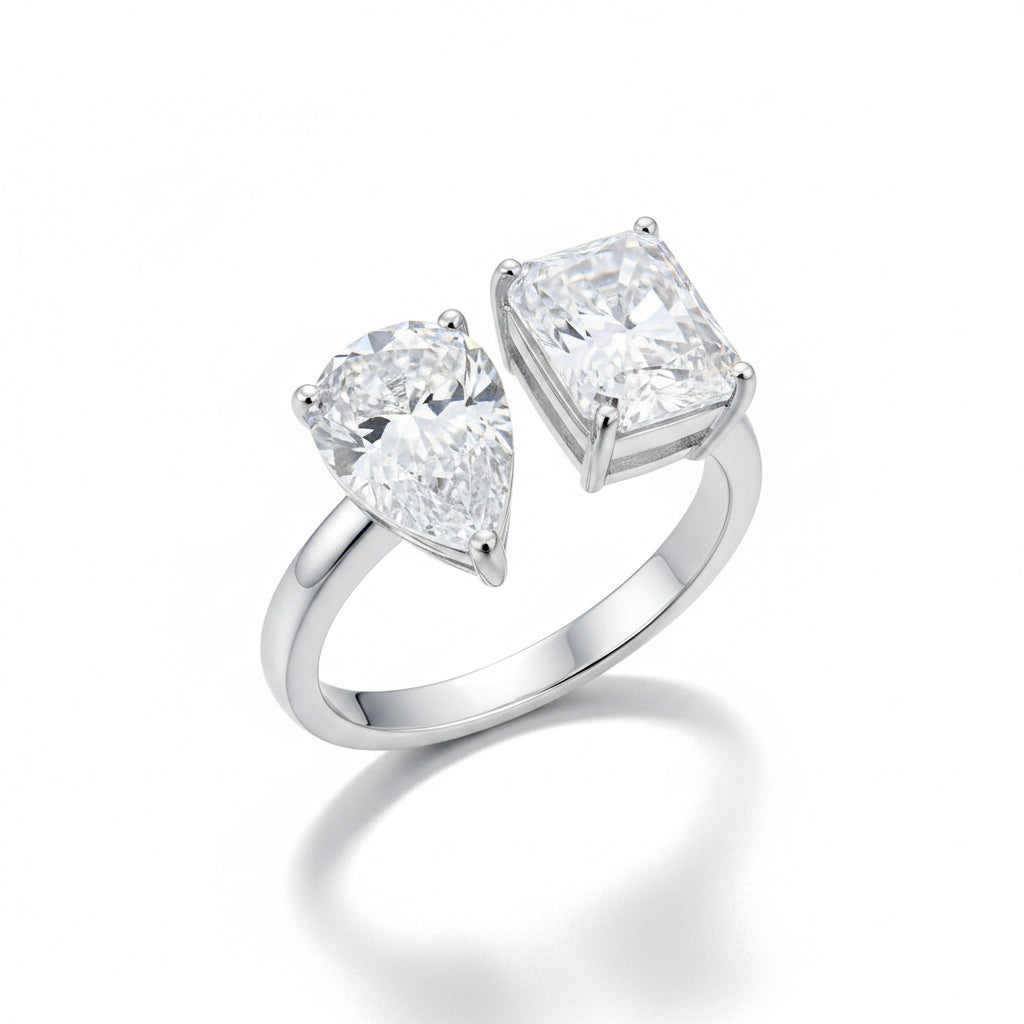 Moissanite earring on a white surface