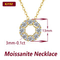 Gold necklace with moissanite stones and measurements on a white background