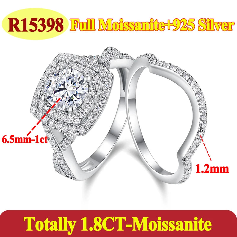 Silver ring with moissanite gemstone on a white background