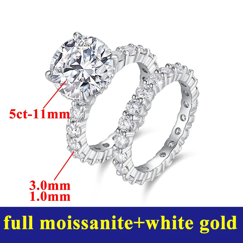 Diamond ring with measurements and 'full moissanite + white gold' text on a white background