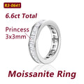 Moissanite ring with diamond-like stones on a white background