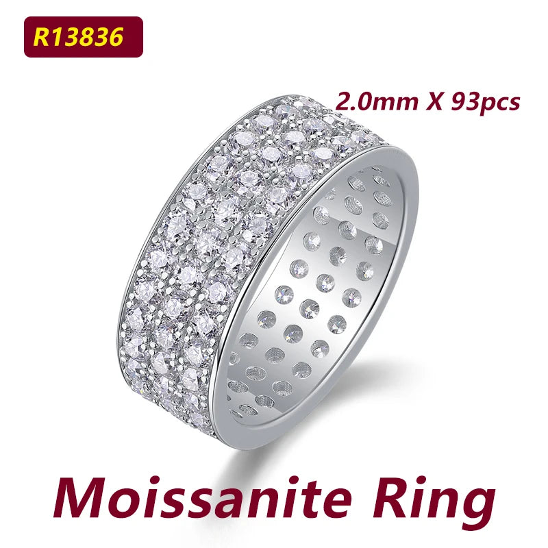 Moissanite ring with detailed text on a white background