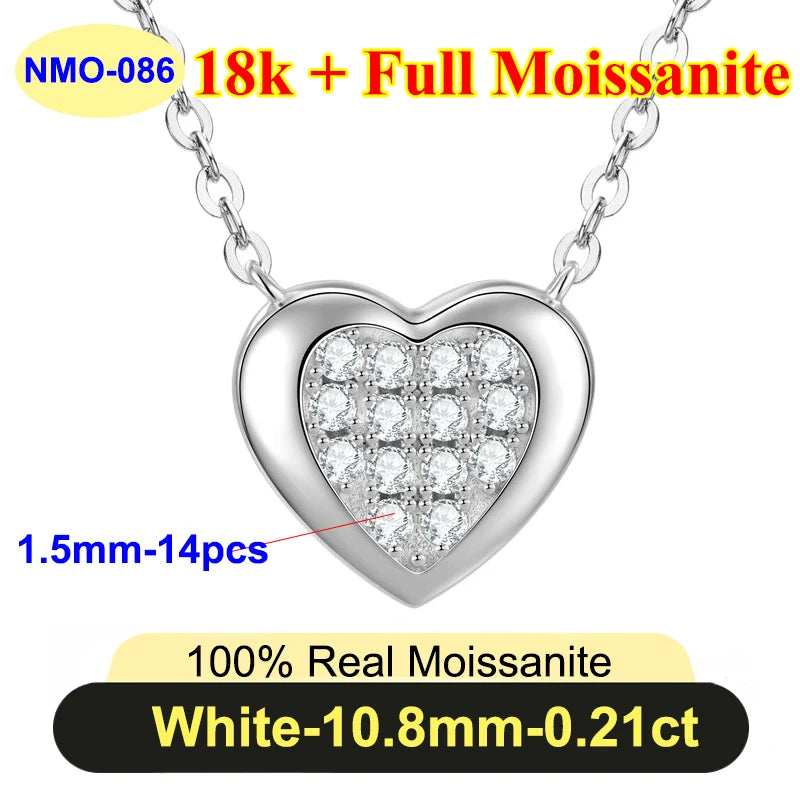 Heart-shaped necklace with Moissanite stones on a white background