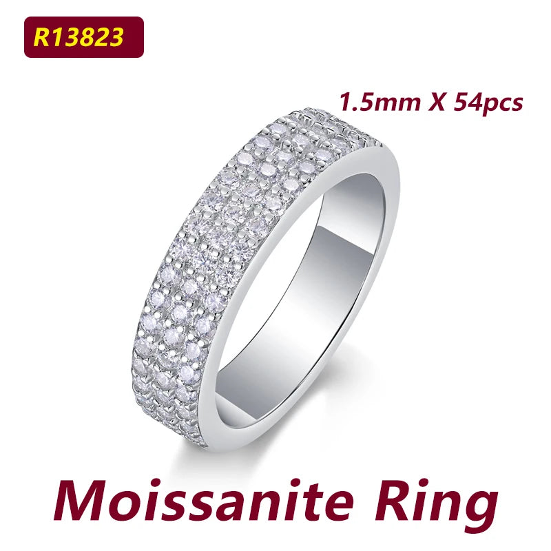 Moissanite ring with 54 pcs stones on a white background