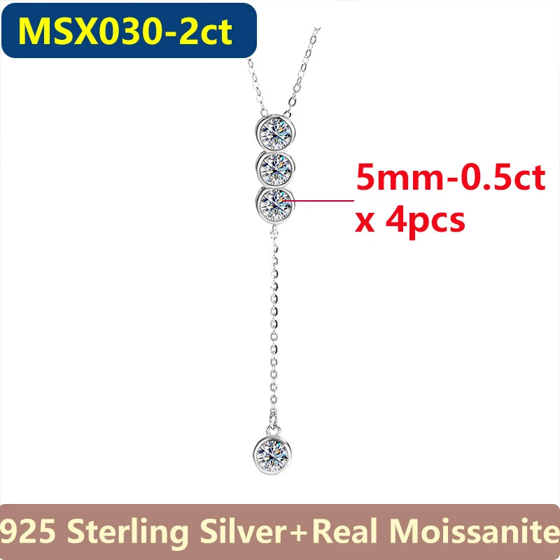 Necklace with three circular gemstones and a chain, labeled with product details on a white background.
