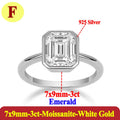 Silver ring with emerald-cut gemstone and '925 Silver' marking on a white background.